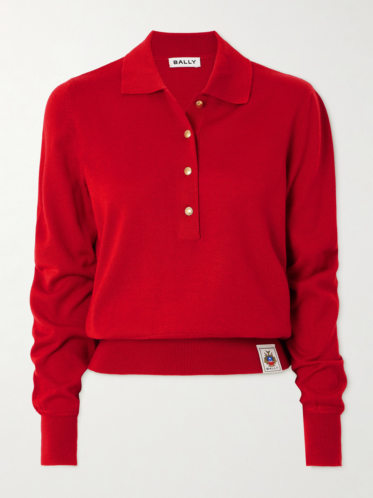 Bally Cashmere And Silk-blend Polo Sweater In Red