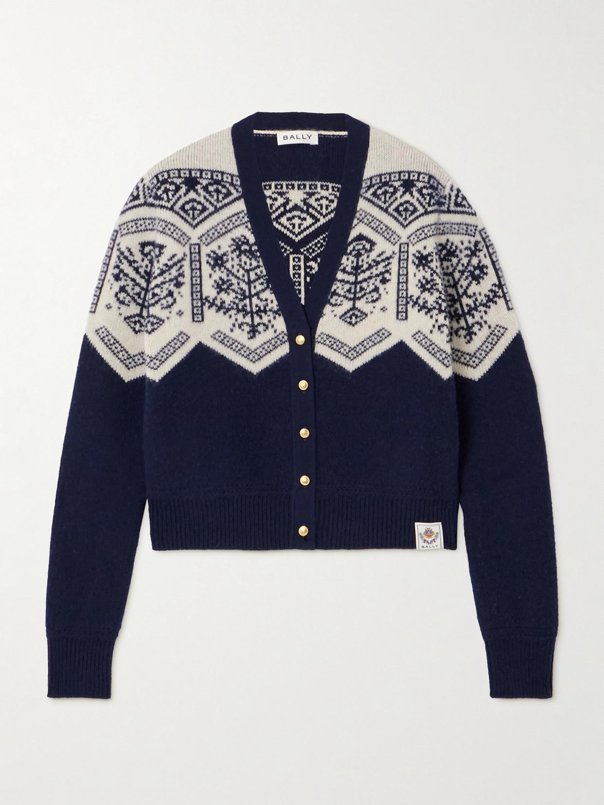 BALLY - Mountain Merino Wool And Cotton-blend Jacquard-knit Cardigan - Blue