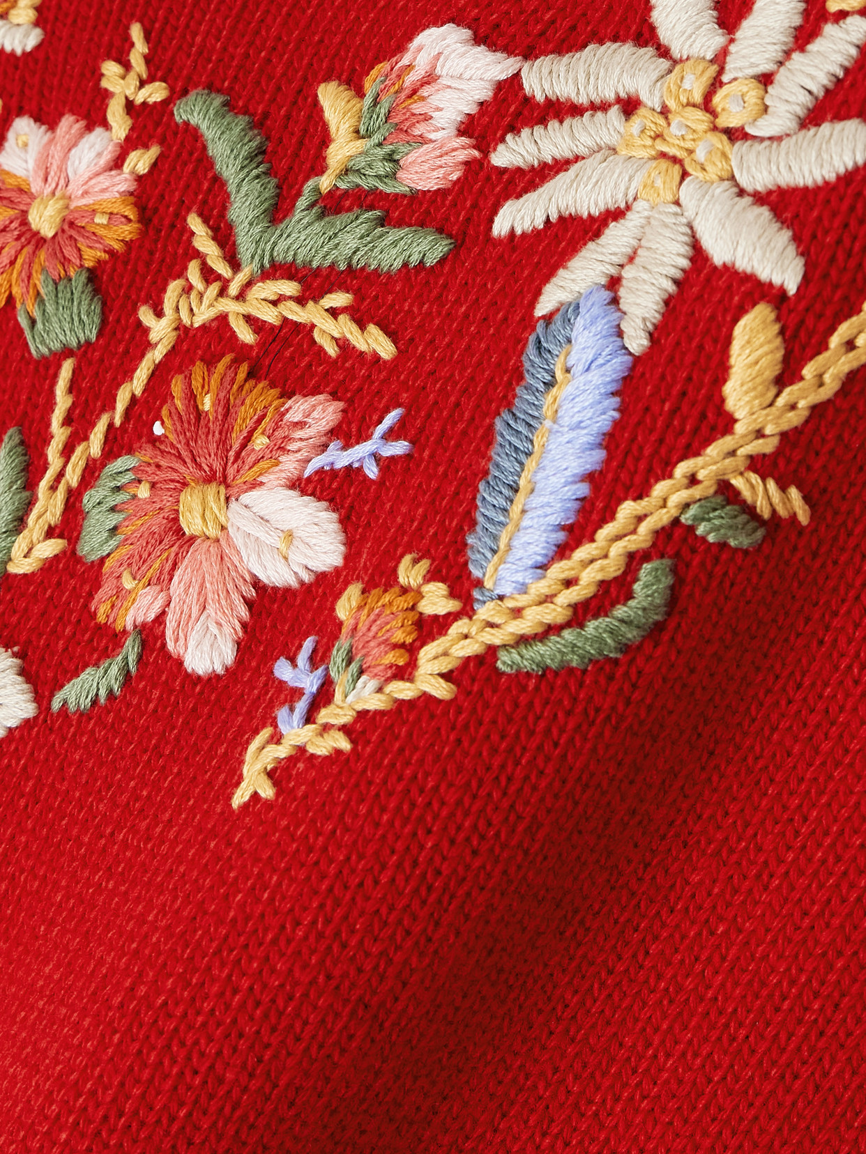 Bally Alpine Flowers-embroidered Sweater In Red