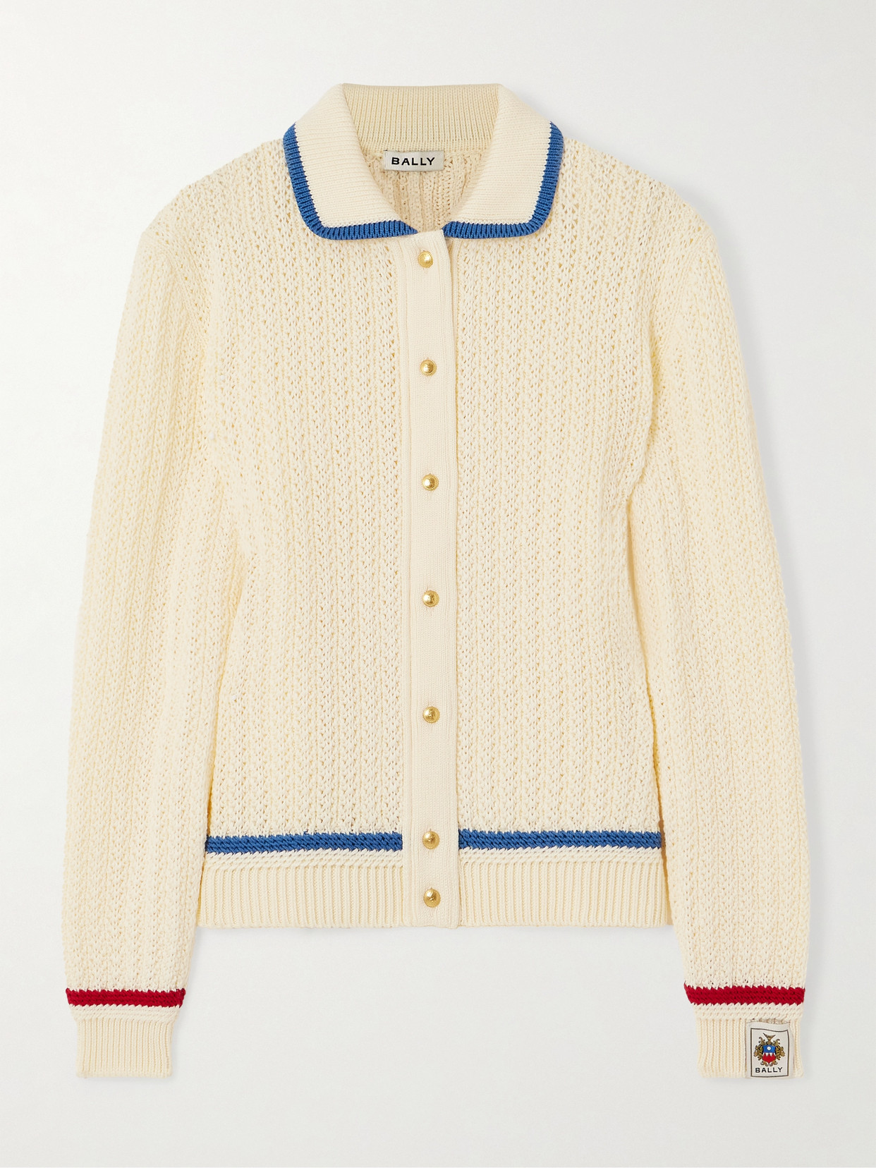 BALLY - Striped Open-knit Cotton Cardigan - Cream
