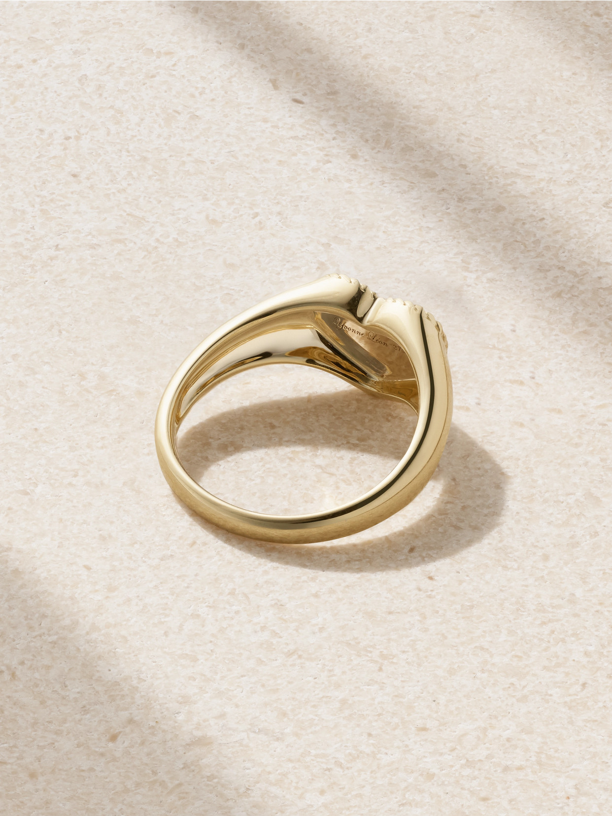 Yvonne Léon Baby Chevalière 9-karat Gold, Coral And Diamond Signet Ring In Pink