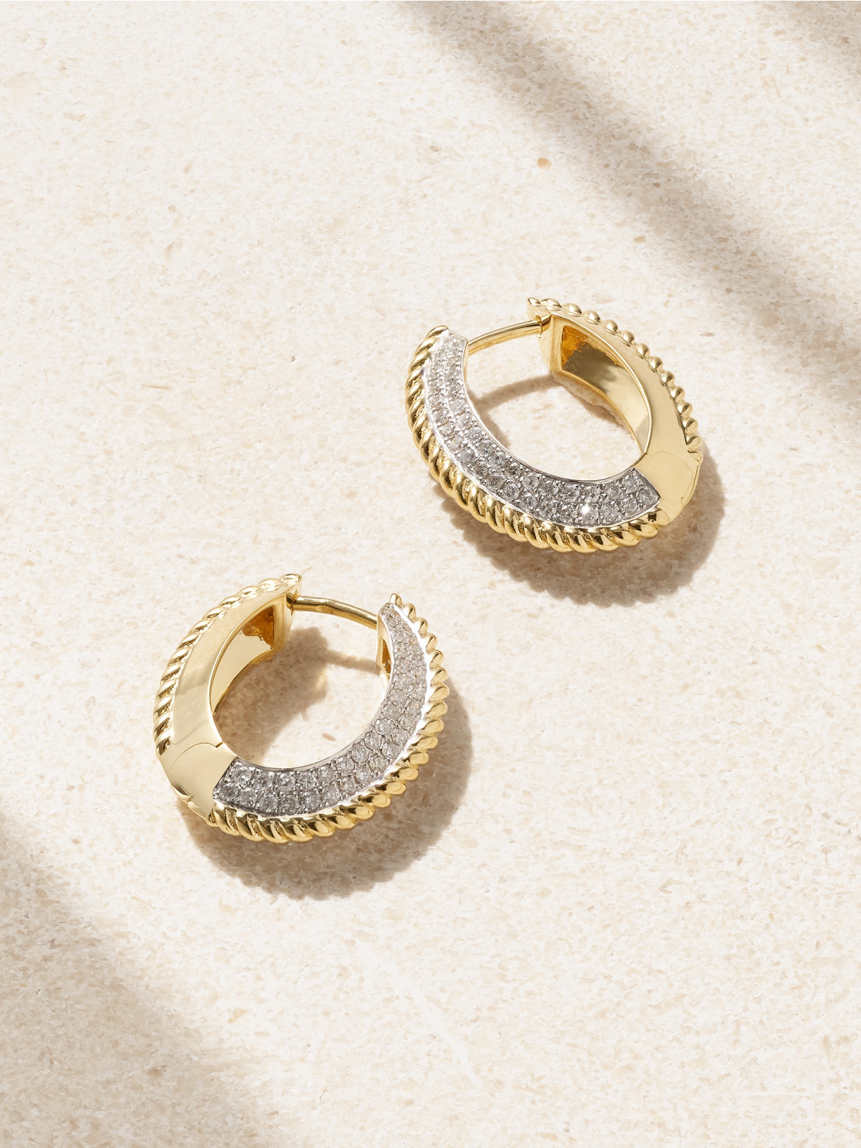 Yvonne Léon 18-karat Yellow And White Gold Diamond Hoop Earrings