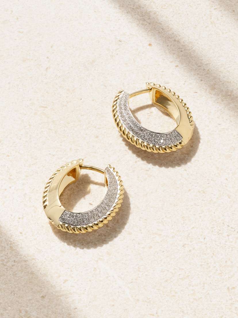 Yvonne Léon 18-karat Yellow And White Gold Diamond Hoop Earrings