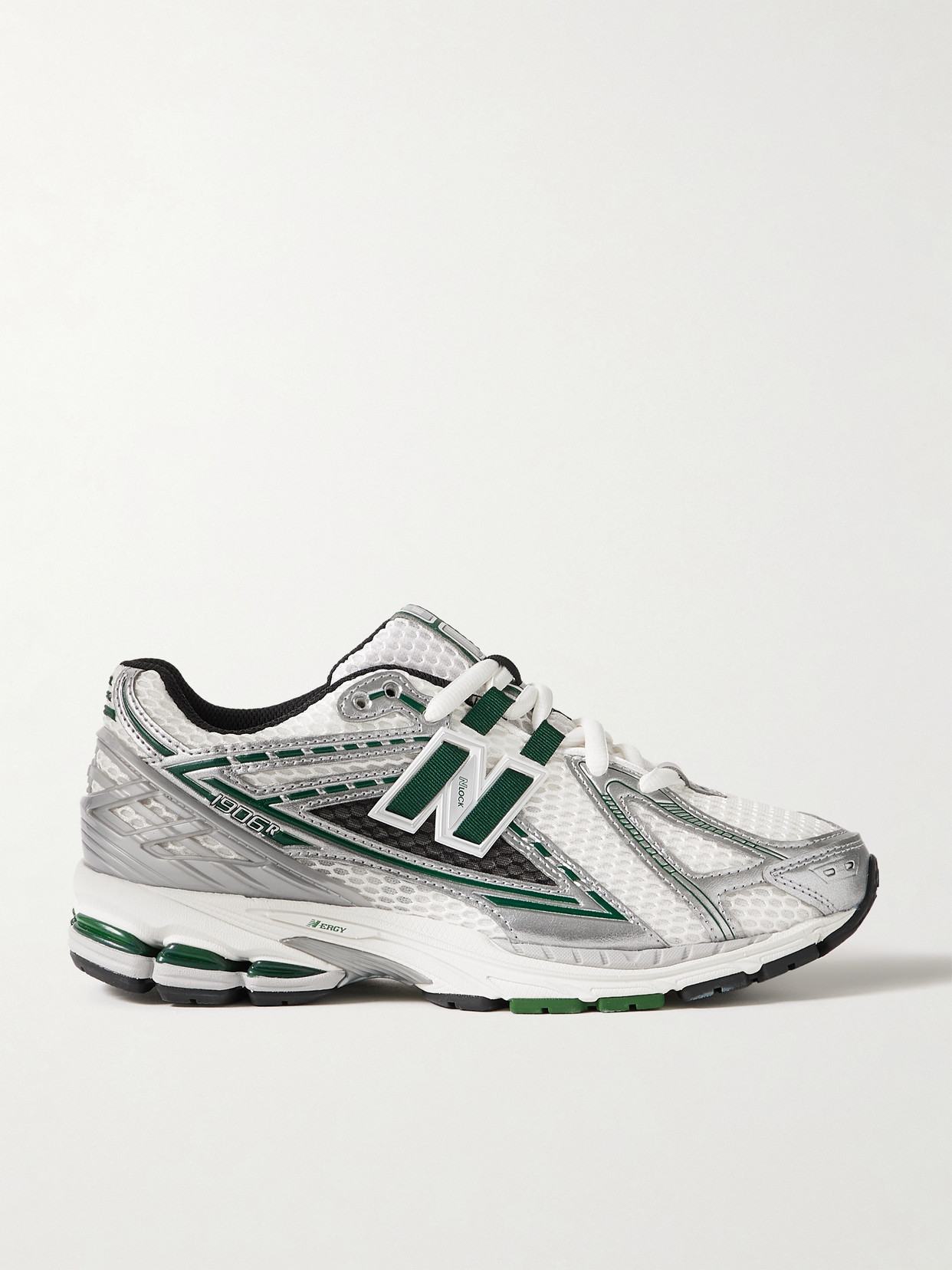 New Balance - 1906 Rubber-trimmed Metallic Leather And Mesh Sneakers - Gray