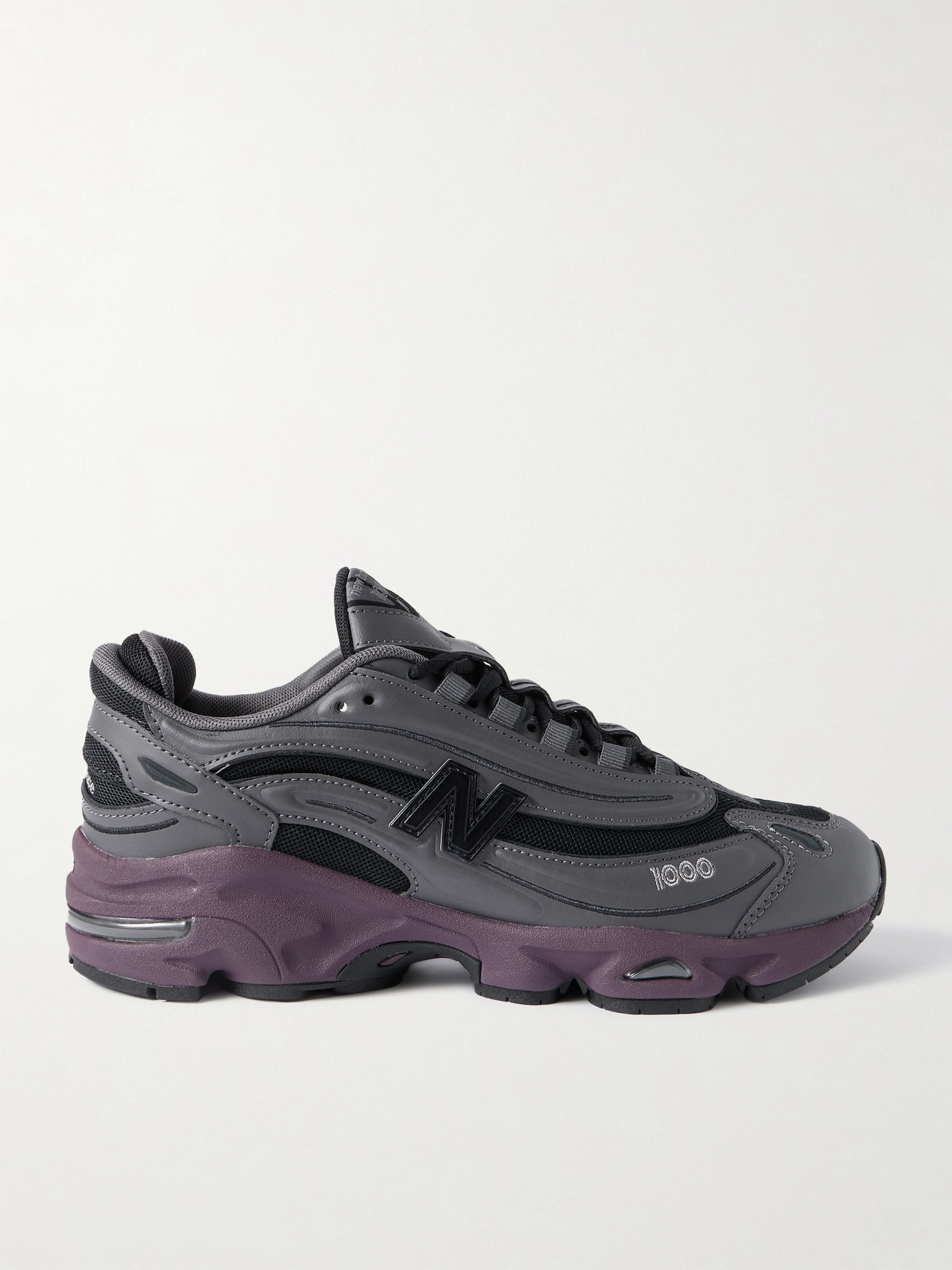 New Balance - 1000 Faux Leather And Mesh Sneakers - Gray