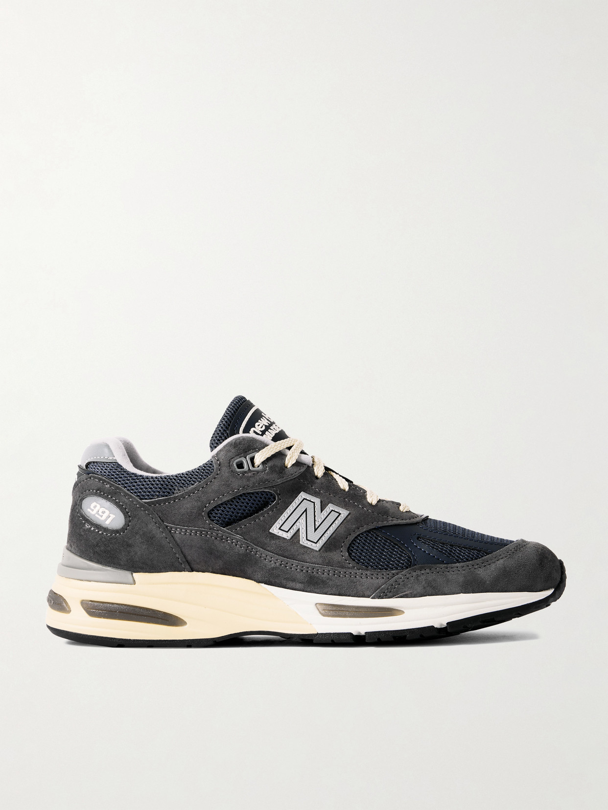 New Balance - Miuk 991 Leather-trimmed Suede And Mesh Sneakers - Gray