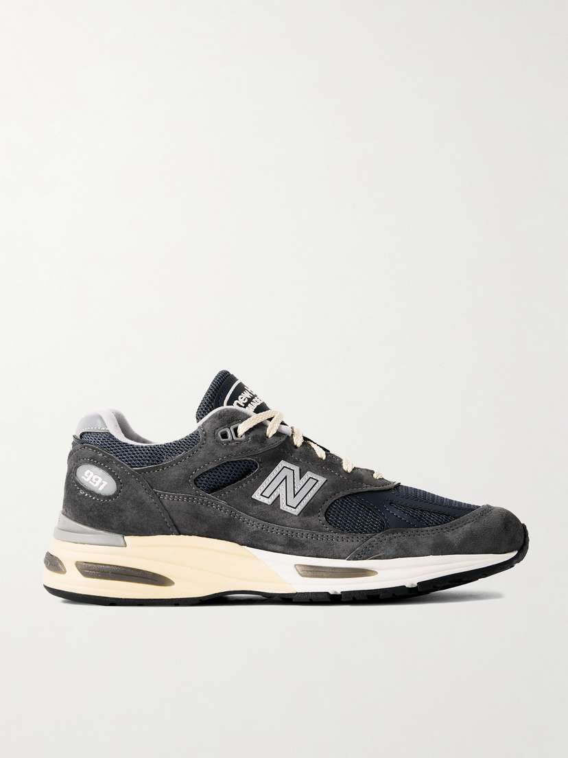 New Balance Miuk 991 Leather-trimmed Suede And Mesh Sneakers