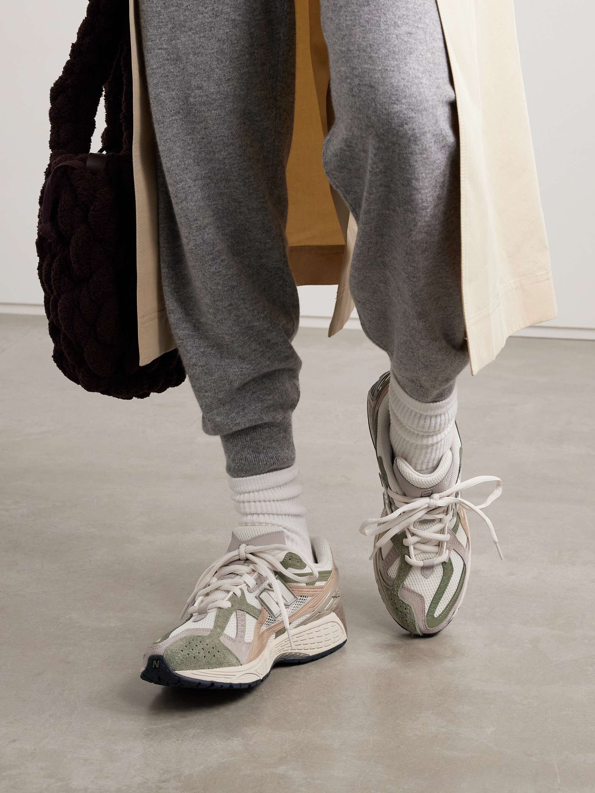 NEW BALANCE 1906 rubber, leather and shell-trimmed mesh