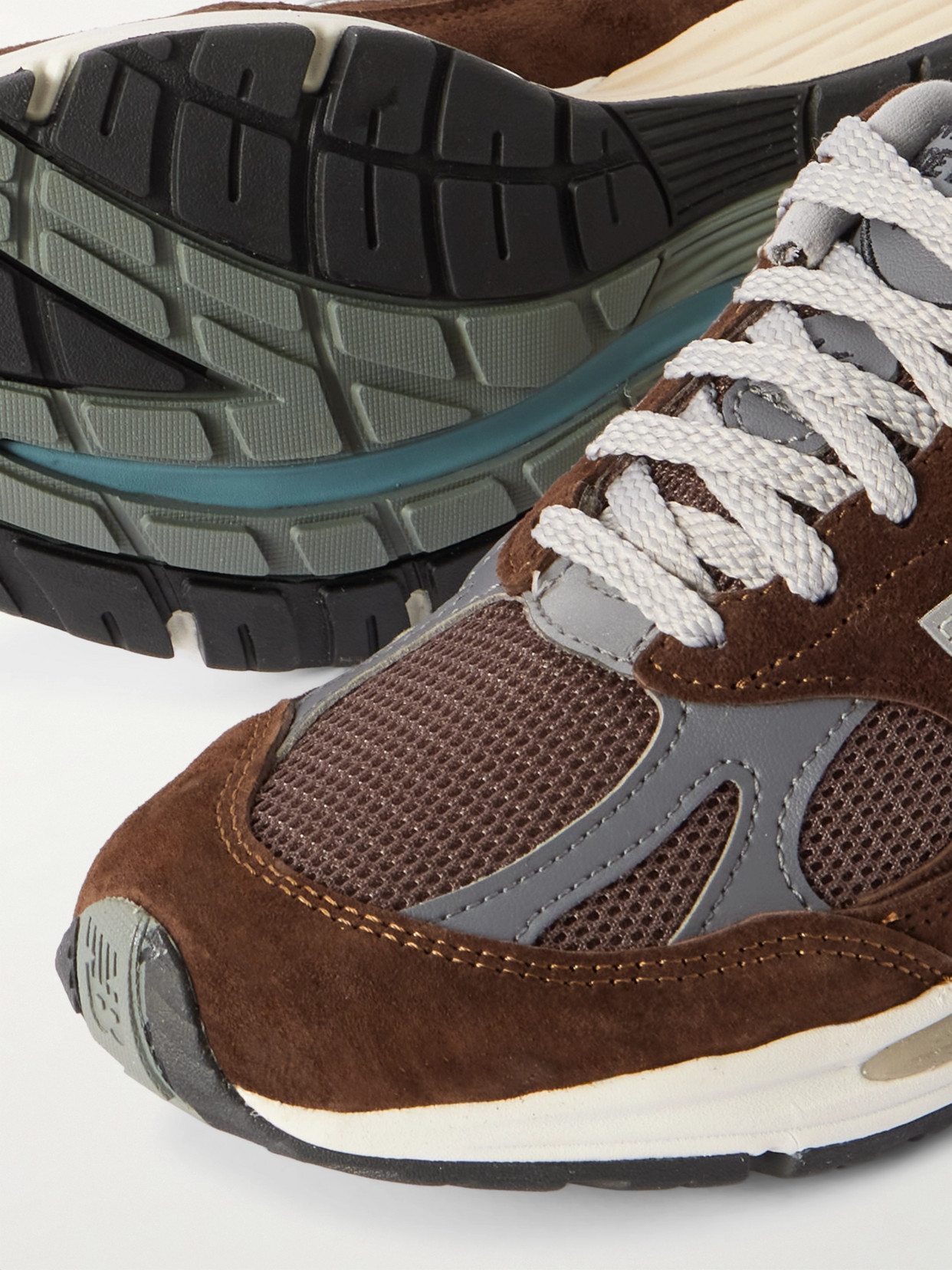 New Balance 991 Suede, Faux Leather And Mesh Sneakers In Brown