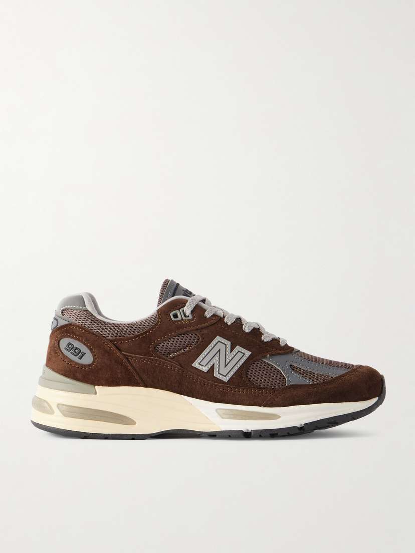 New Balance 991 Suede, Faux Leather And Mesh Sneakers