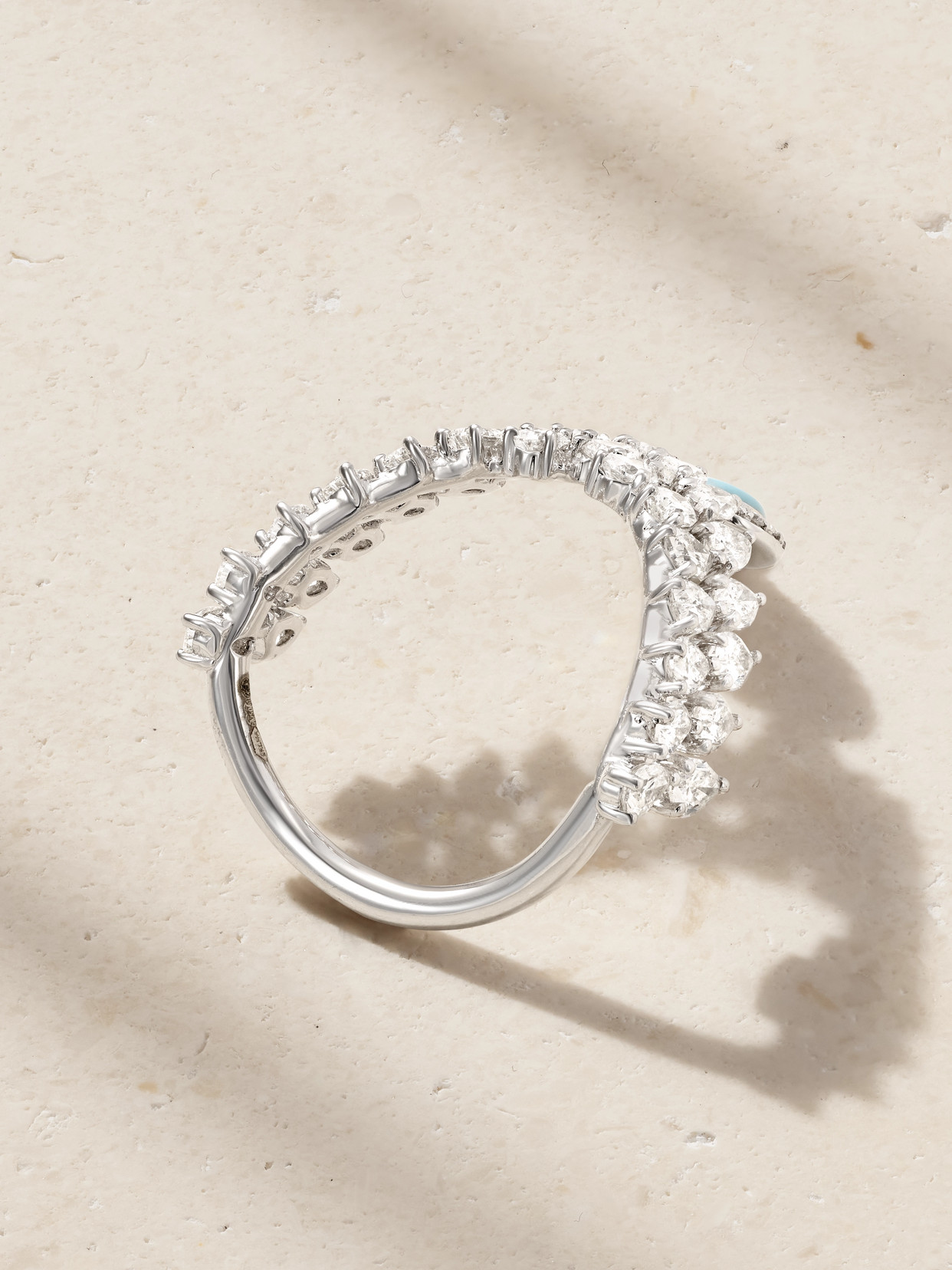 Kamyen Heart Of The Ocean 18kt White Gold Ring With Diamonds In Silver