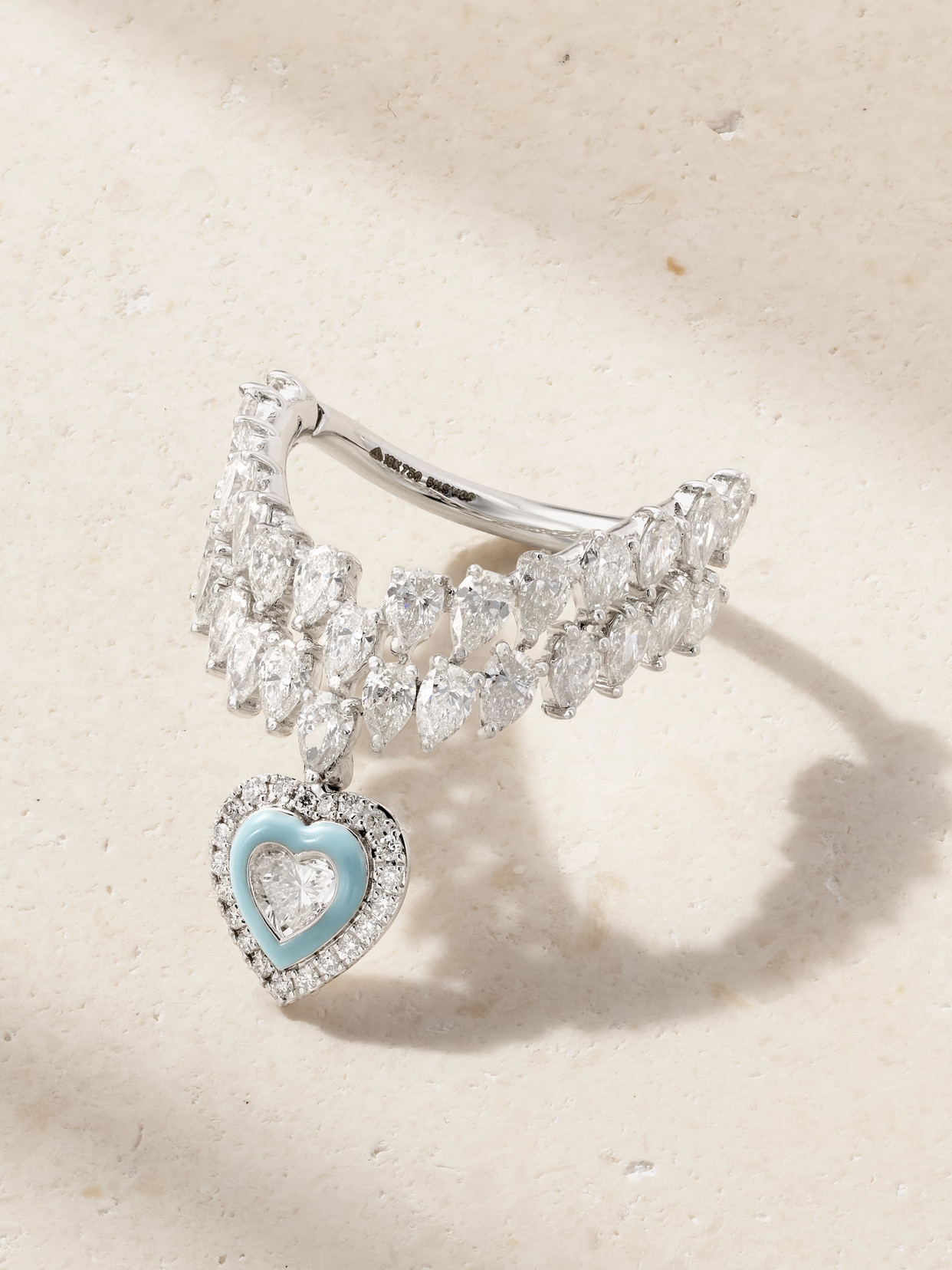 Kamyen - Heart Of The Ocean 18-karat White Gold, Diamond And Enamel Ring - Silver
