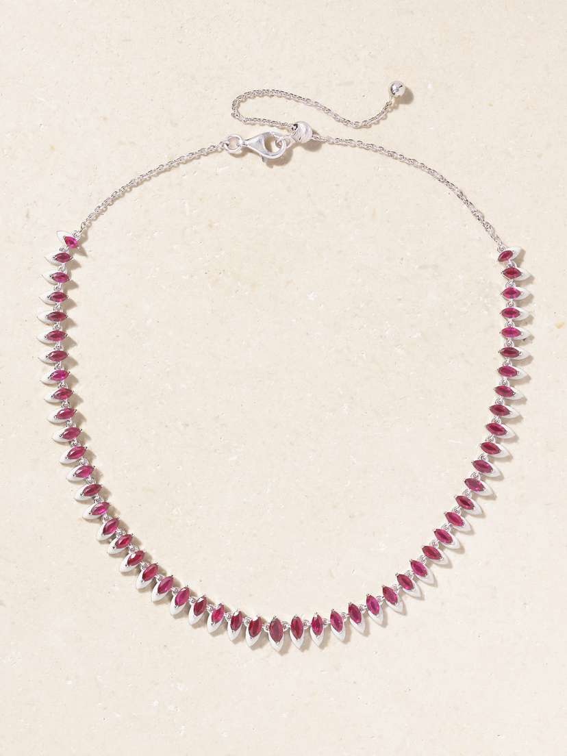 Kamyen 18-karat White Gold, Ruby And Enamel Choker