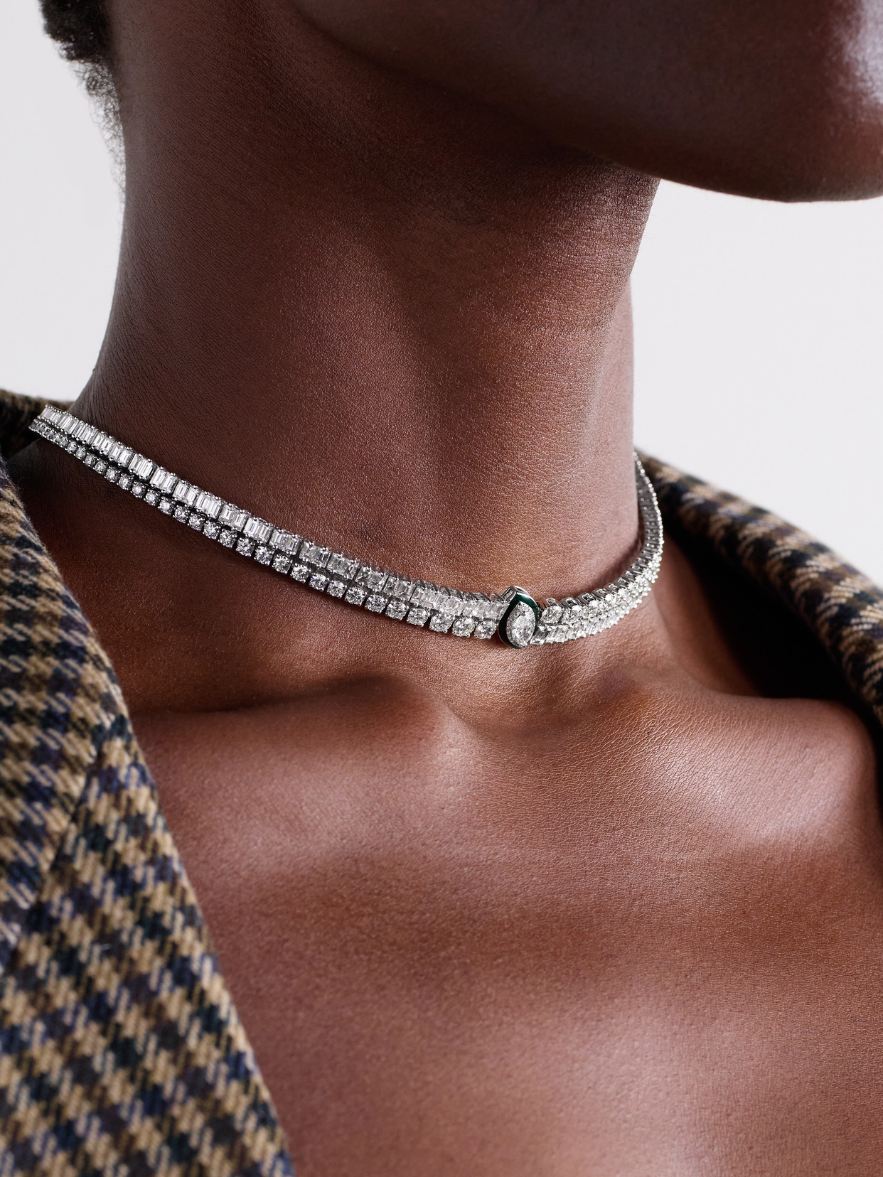 Kamyen 18-karat White Gold, Diamond And Enamel Necklace In Silver