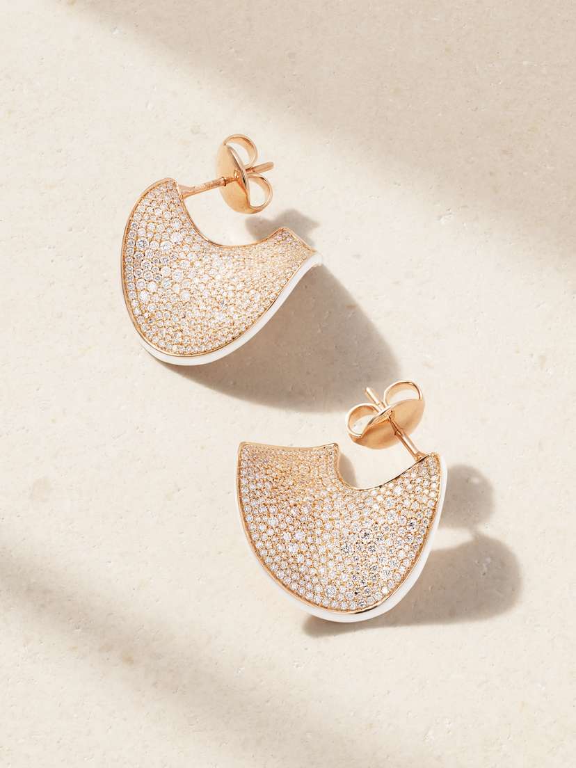 Kamyen Wave 18-karat Rose Gold Diamond Earrings