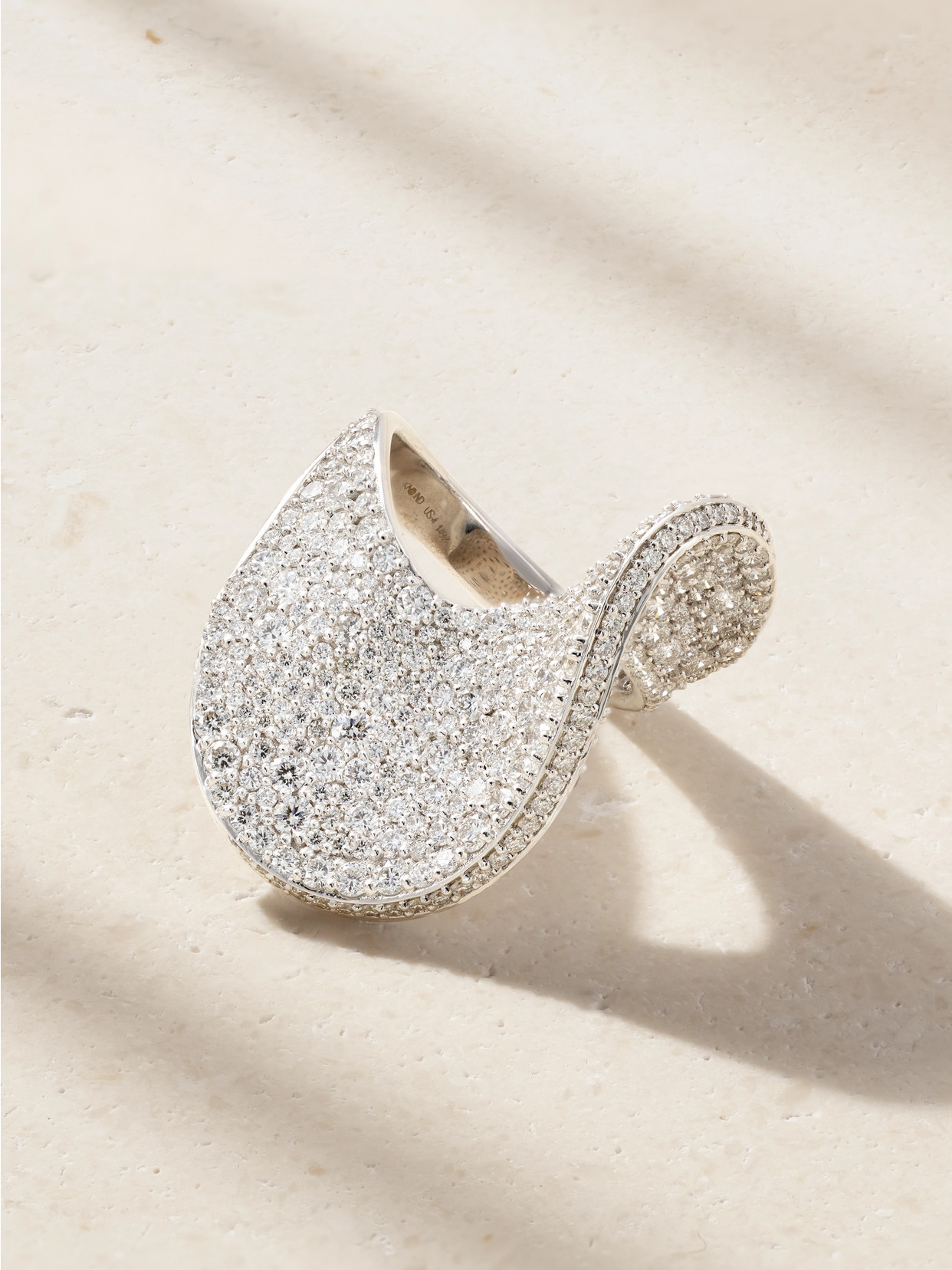 Kamyen - Wave 18-karat White Gold Diamond Ring - Silver