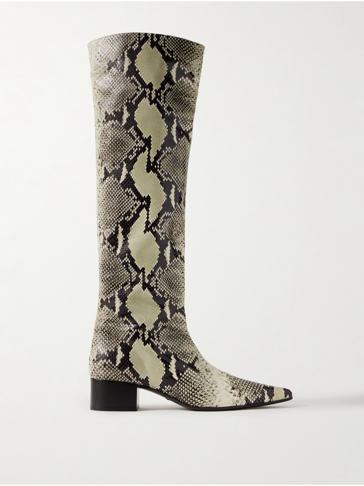 Khaite Andee Snake-effect Leather Knee Boots In Animal Print