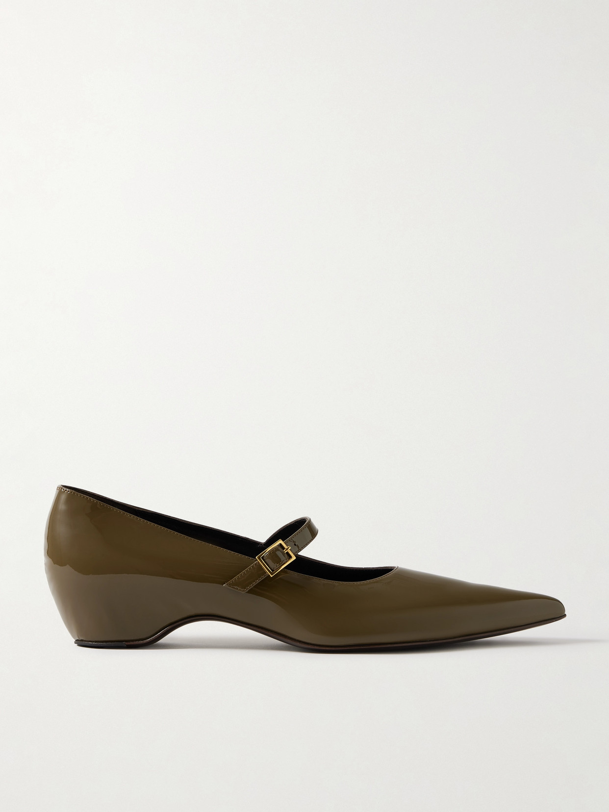 Khaite Sybil Mary Jane Flat In Dark Olive