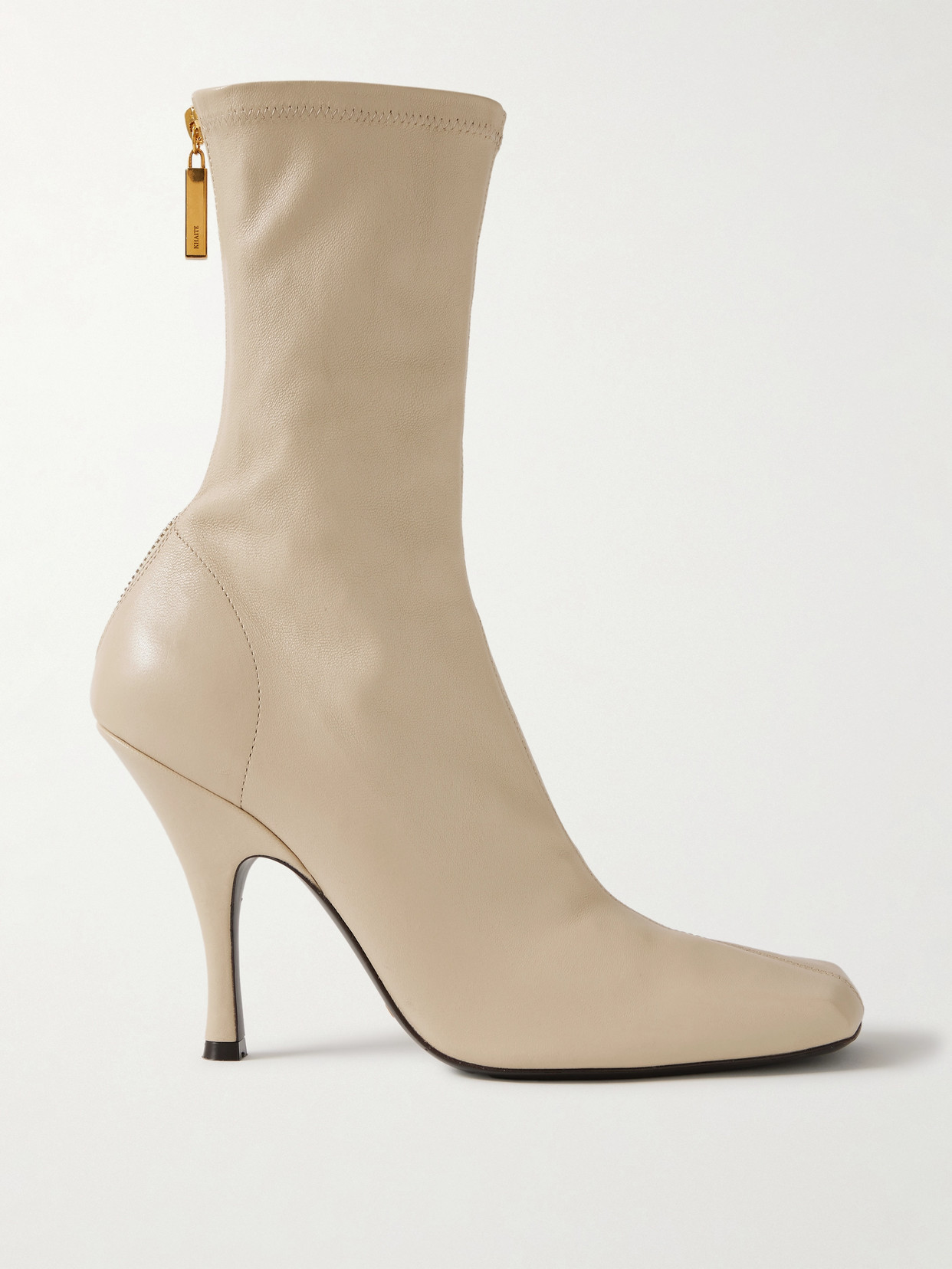 Khaite Eva Leather Sock Boots In Neutrals