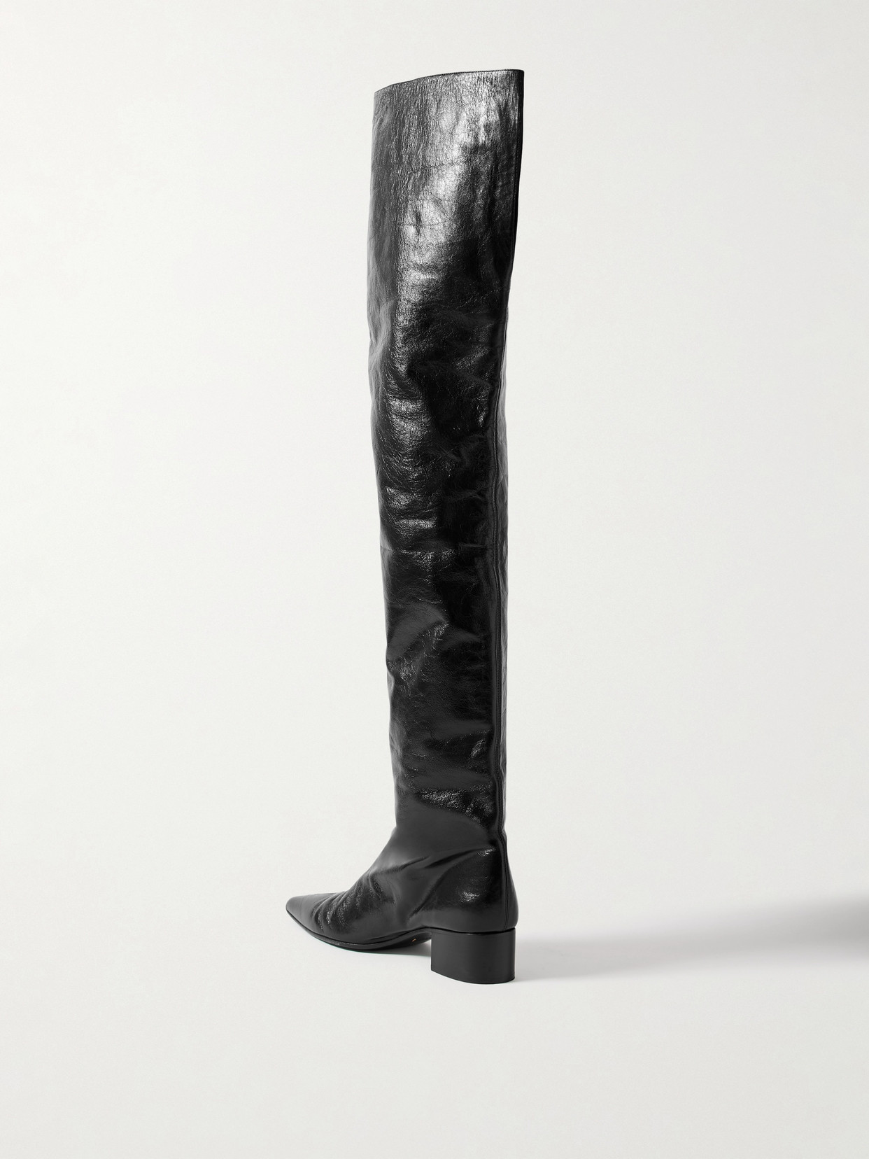 Khaite Andee Crinkled-leather Over-the-knee Boots In Black