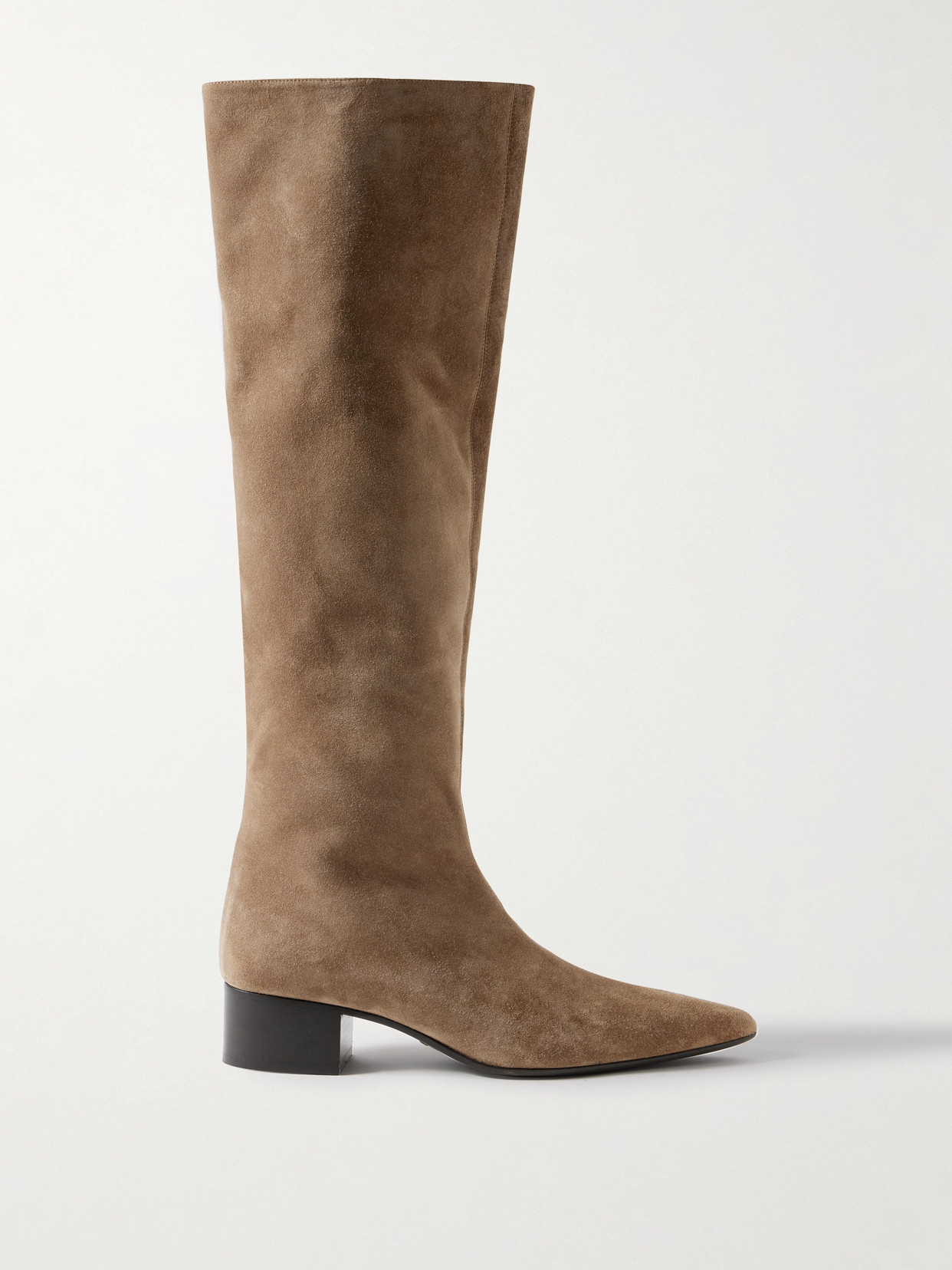 Khaite Andee Suede Knee Boots In Brown