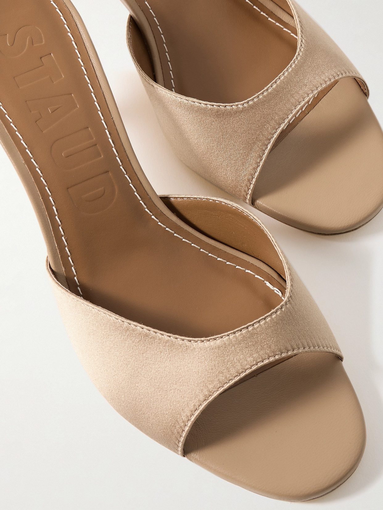 Staud Brigitte Satin Mules In Gold