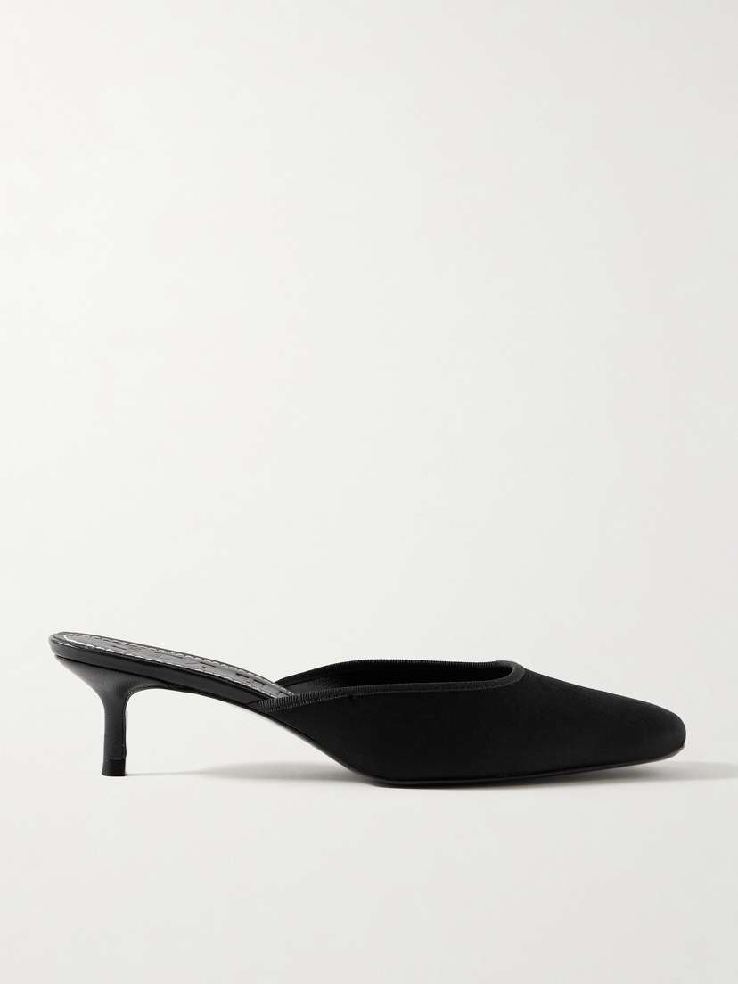 Staud Otto Grosgrain-trimmed Satin Mules