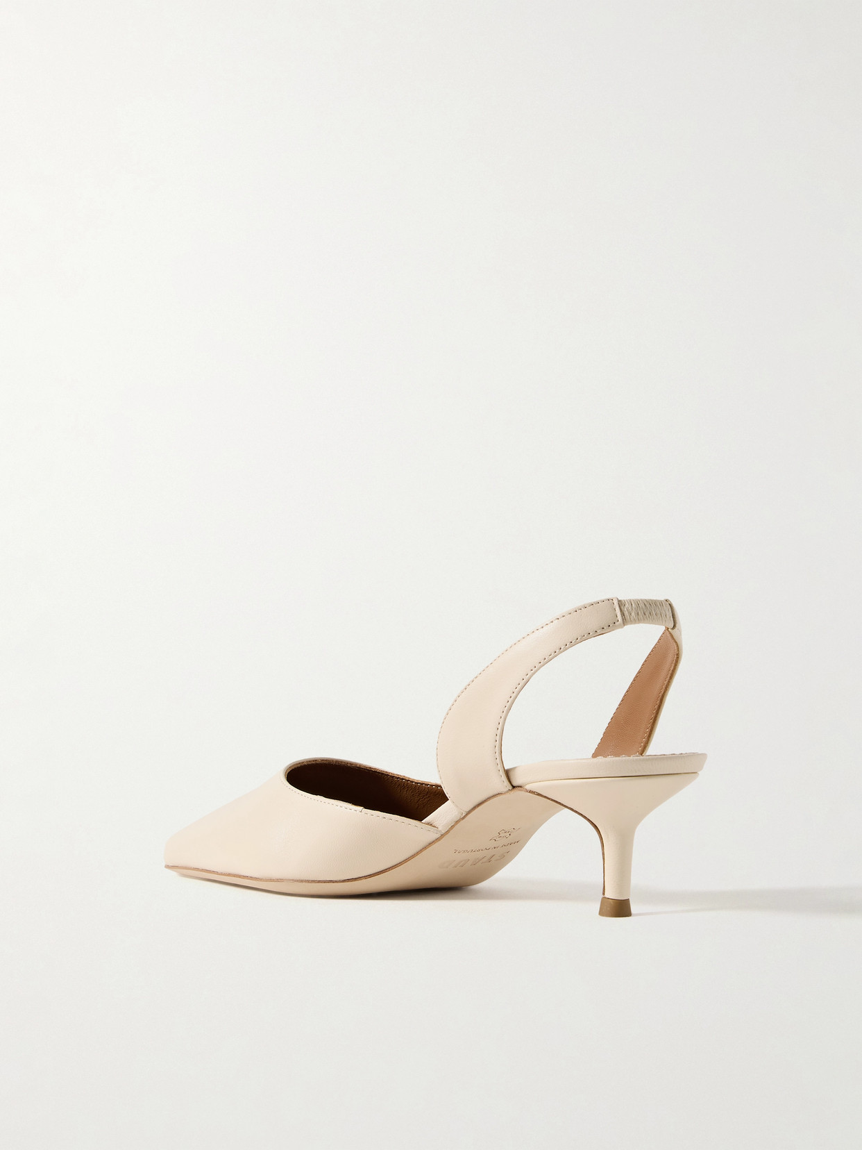 Staud Sebastian Leather Slingback Pumps In Cream