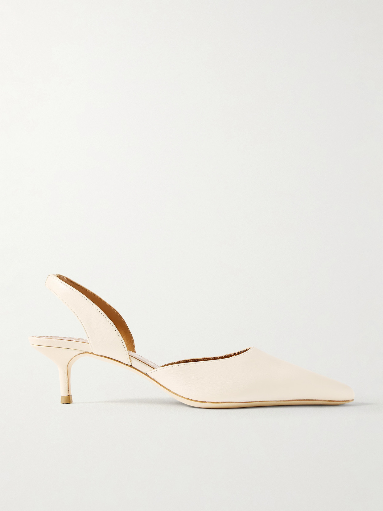Staud Sebastian Leather Slingback Pumps In Cream