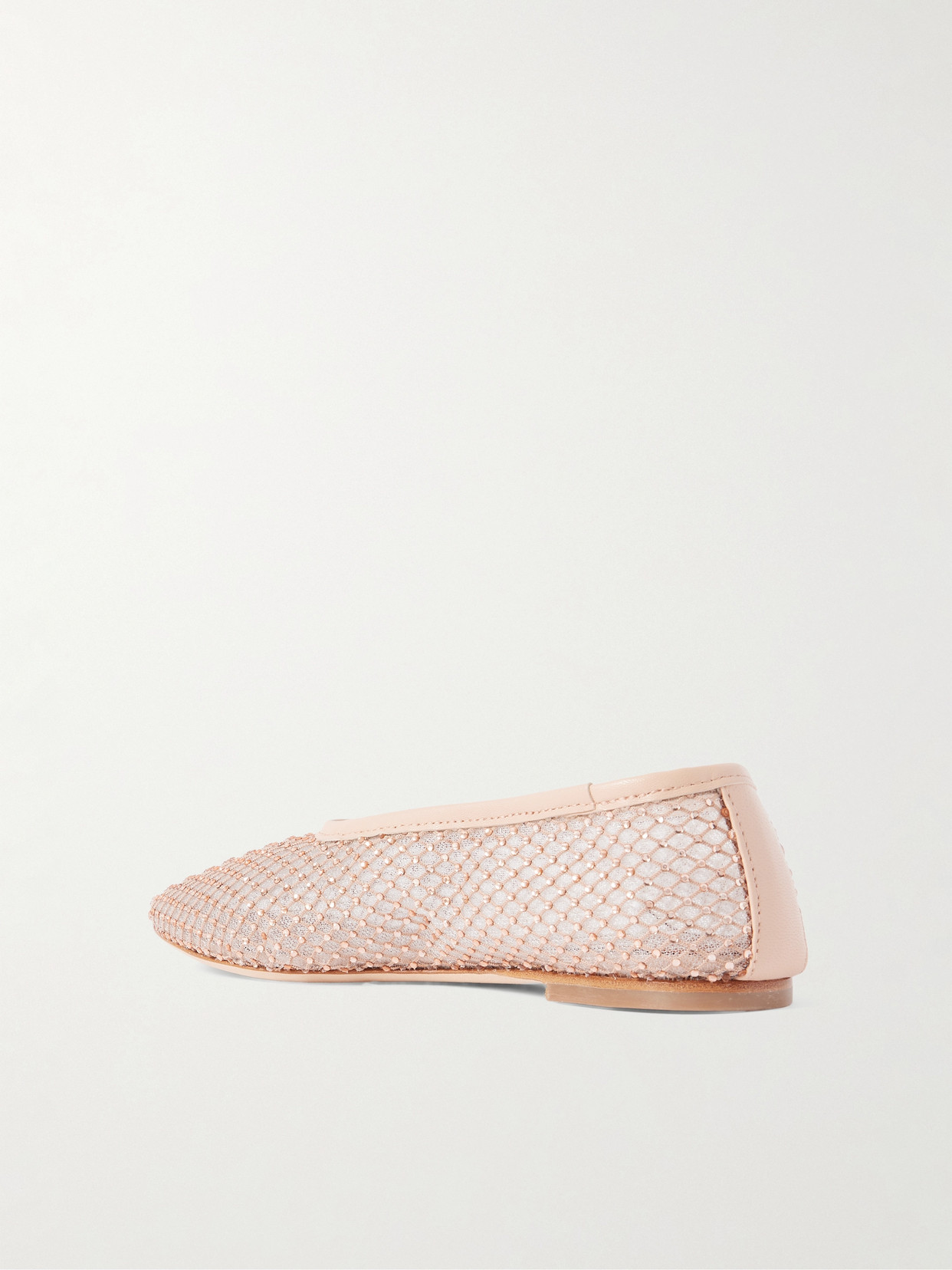 Staud Alba Ballet Flat Crystal Mesh In Champagne In Pink