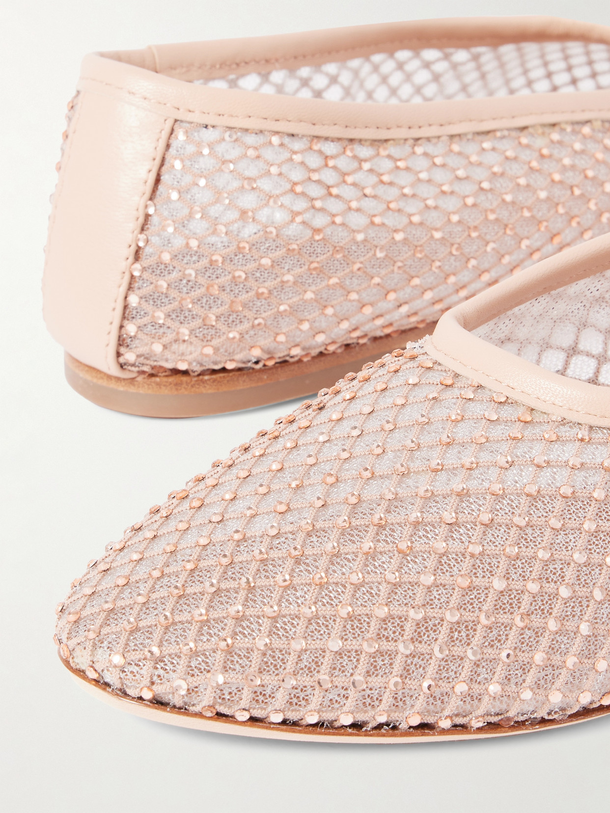 Staud Alba Ballet Flat Crystal Mesh In Champagne In Pink
