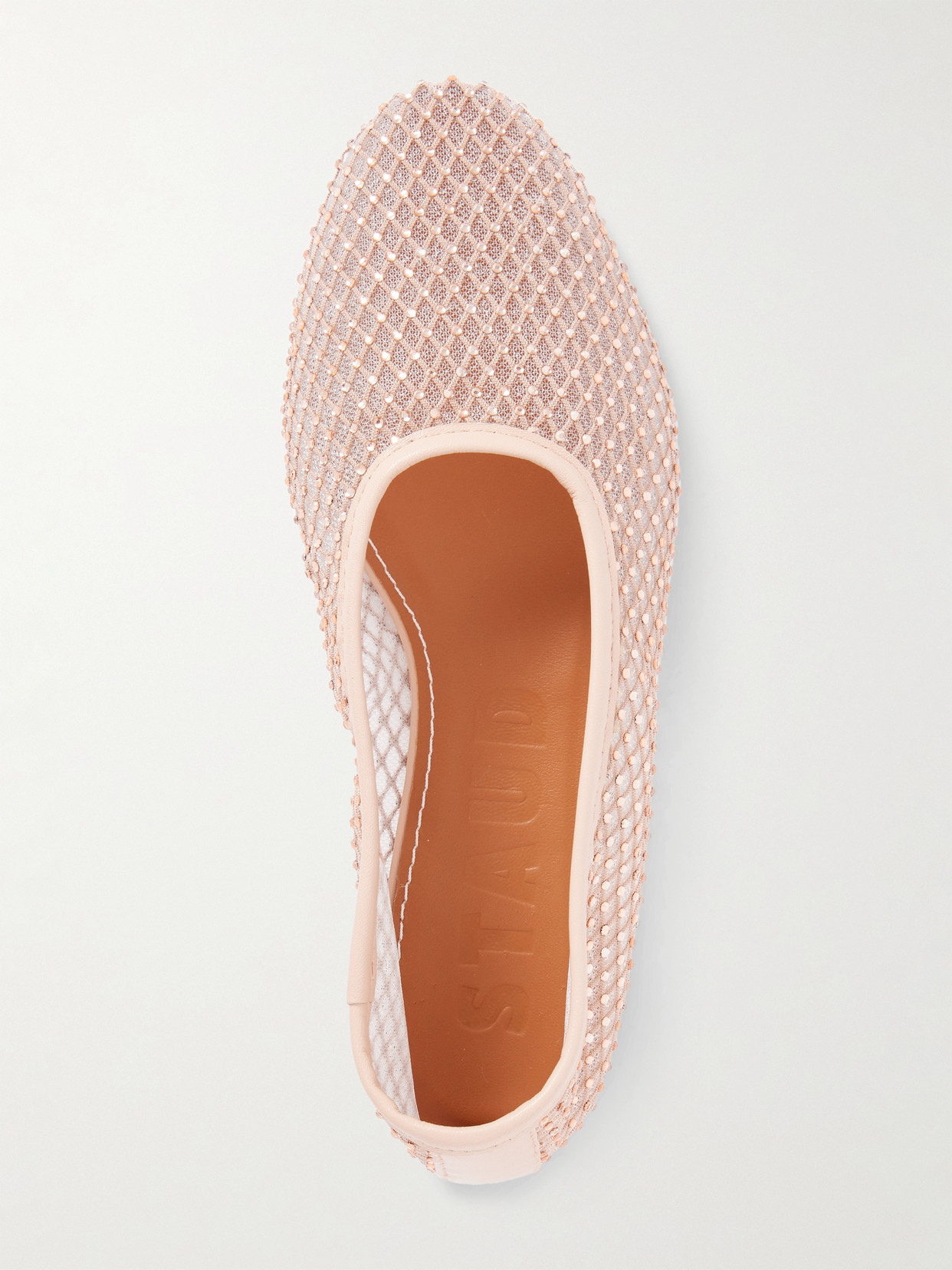 Staud Alba Ballet Flat Crystal Mesh In Champagne In Pink
