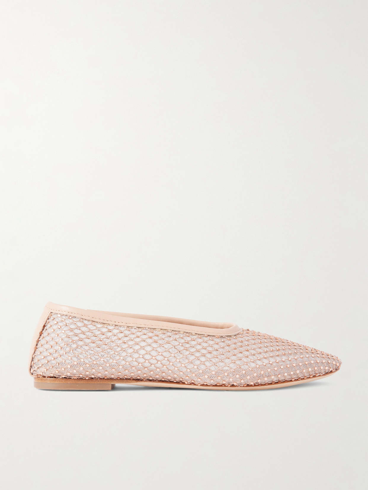 Staud Alba Ballet Flat Crystal Mesh In Champagne In Pink