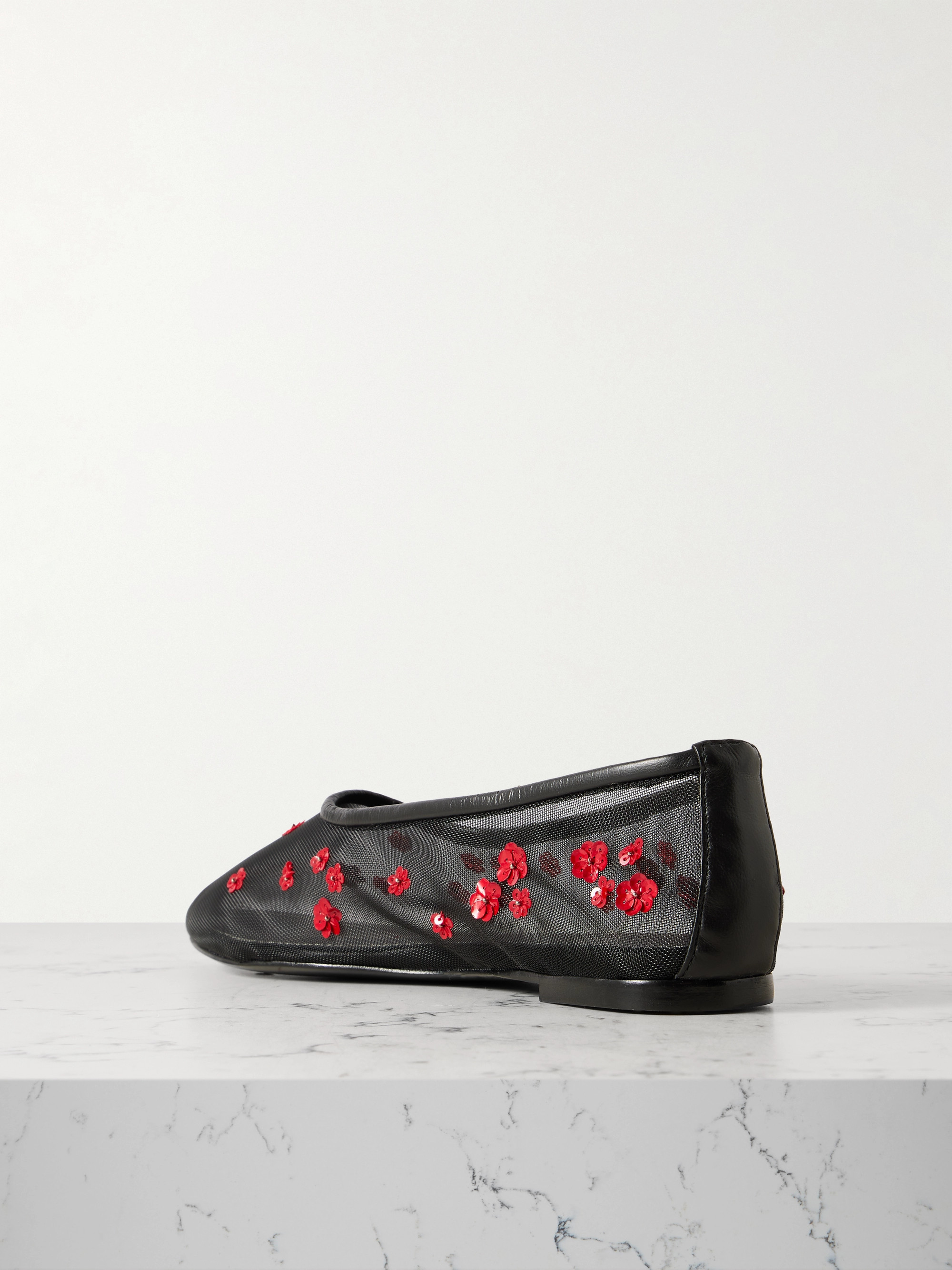 Staud Alba sequin-embellished mesh ballet flats thumbnail