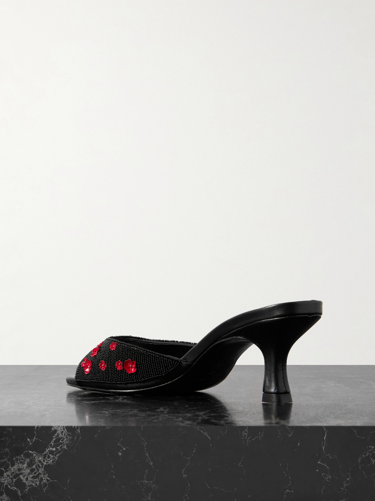 Staud Brigitte Sequined Mules In Black
