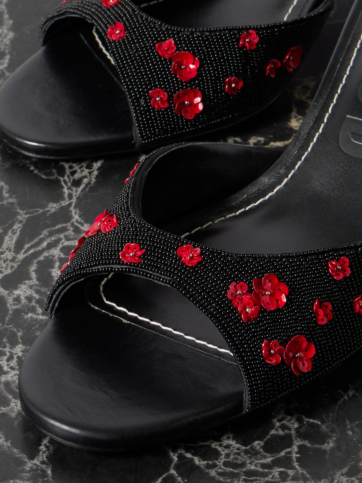 Staud Brigitte Sequined Mules In Black