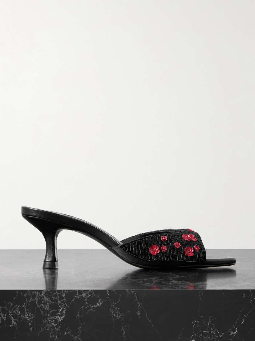 Staud Brigitte Embellished Satin Mules