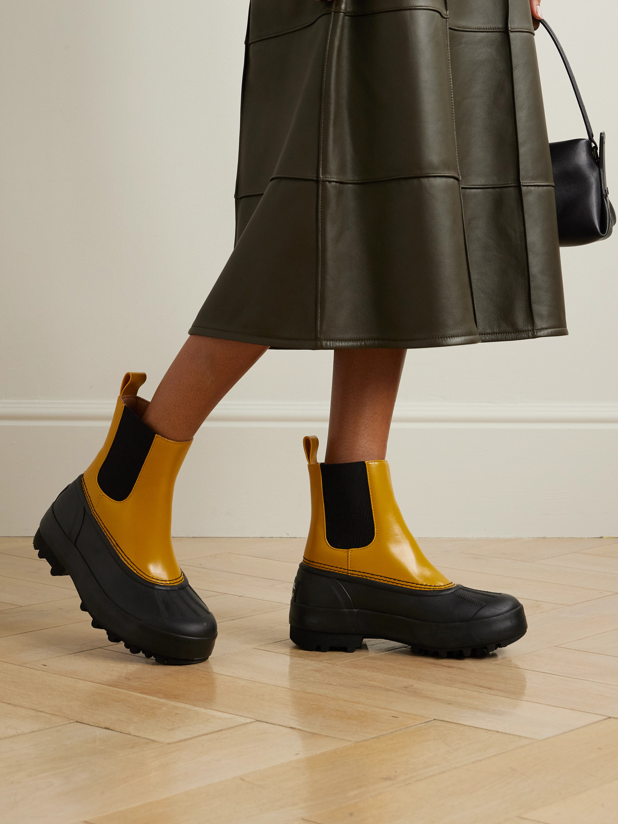 Shop Proenza Schouler + Sorel Caribou Leather And Rubber Platform Chelsea Boots In Yellow
