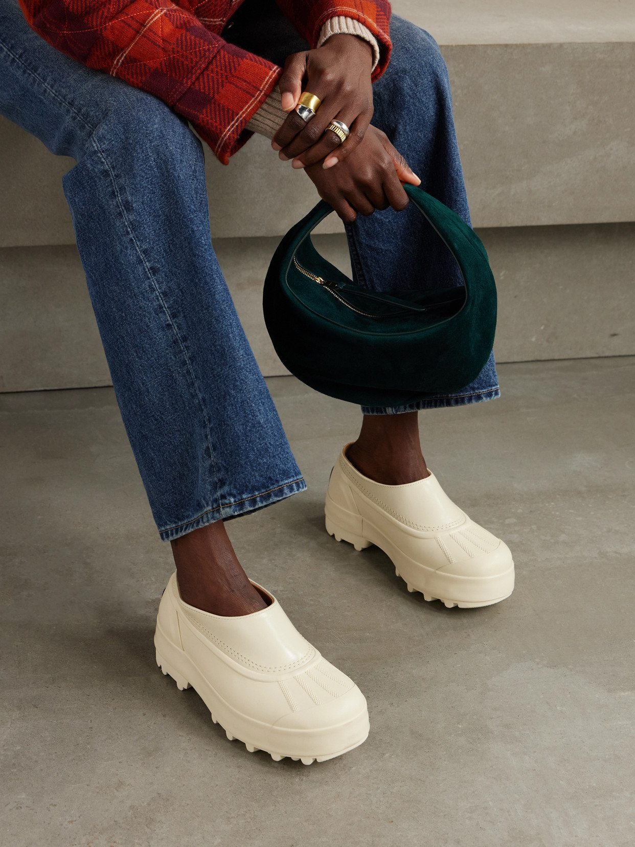 PROENZA SCHOULER + SOREL CARIBOU RUBBER AND LEATHER PLATFORM MULES