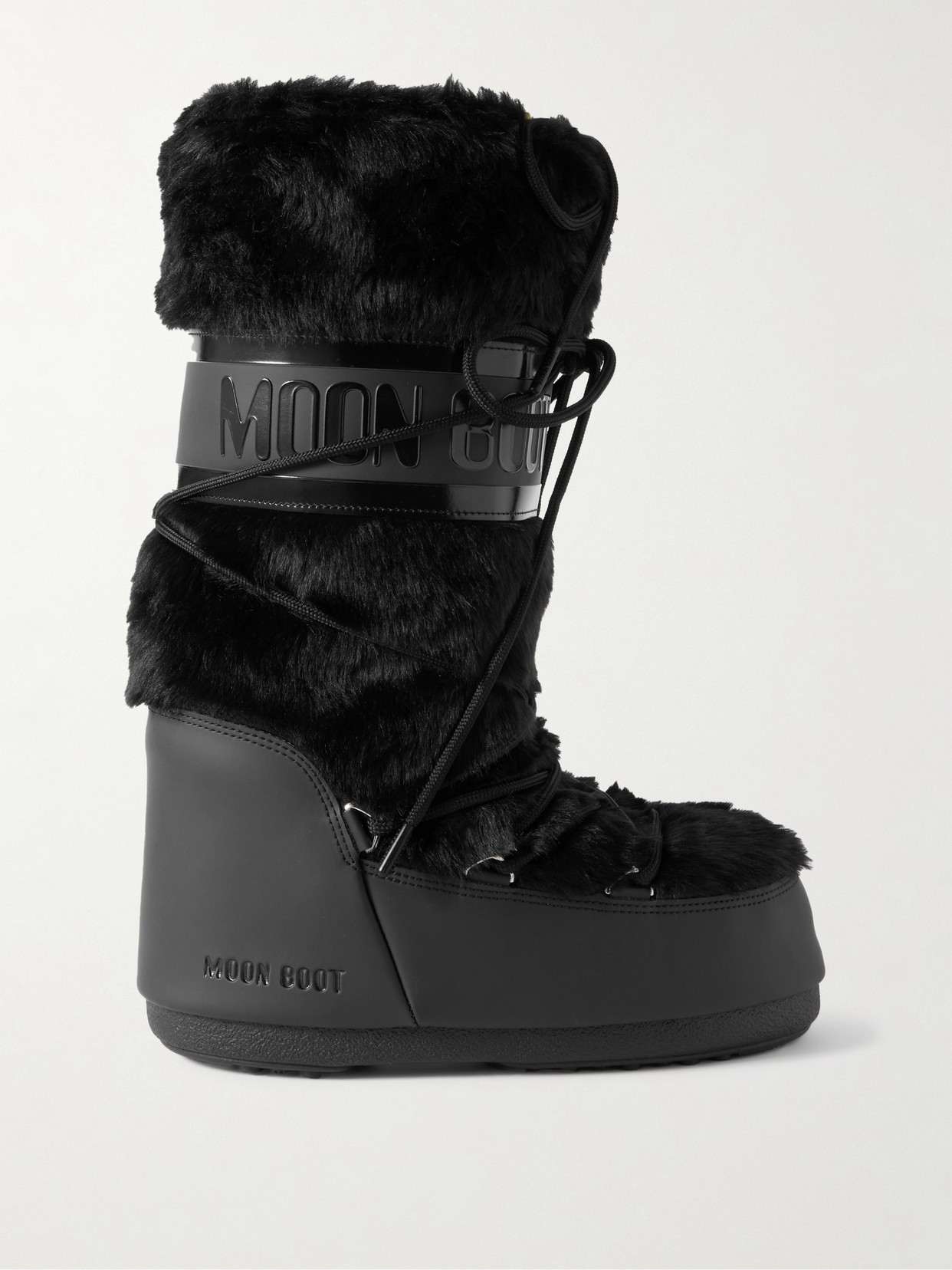 Moon Boot Icon Faux Fur And Faux Leather Snow Boots In Black