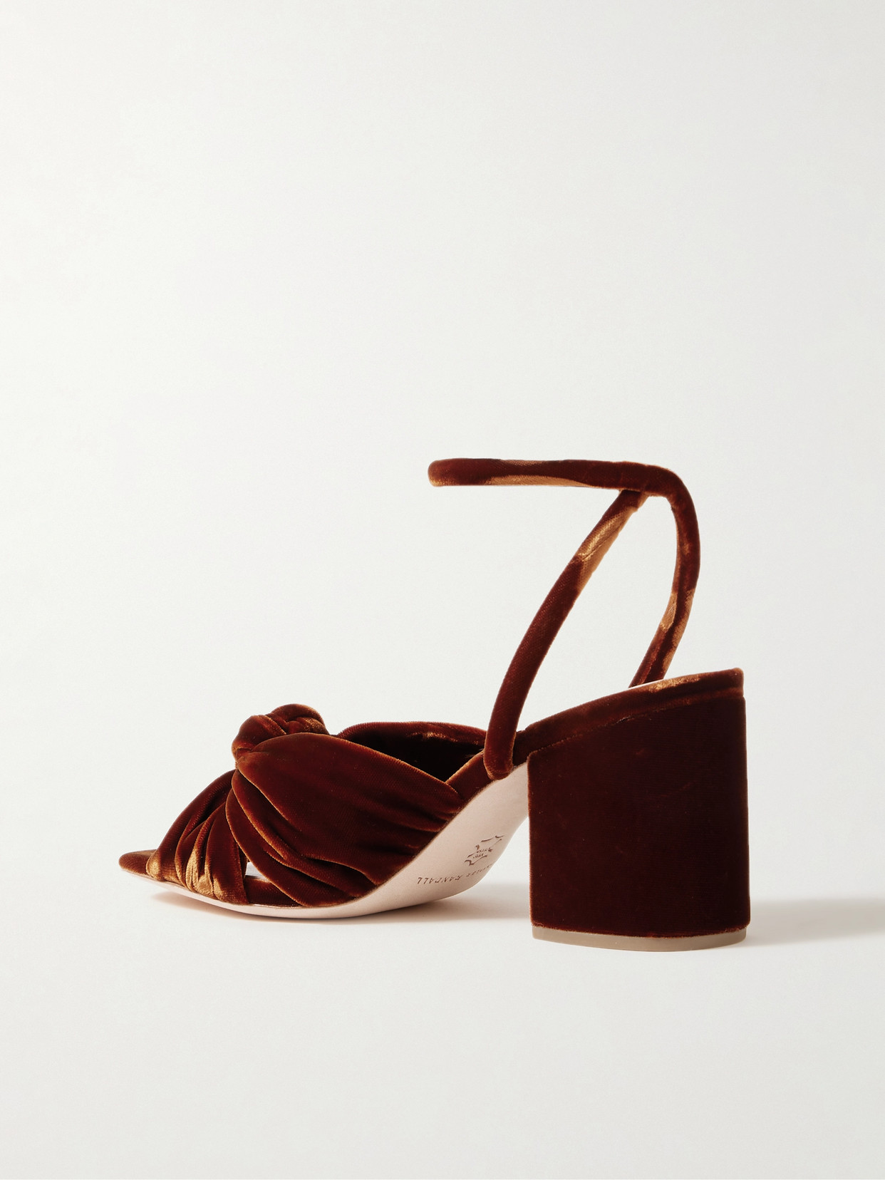 LOEFFLER RANDALL FIAMMA KNOTTED VELVET SANDALS