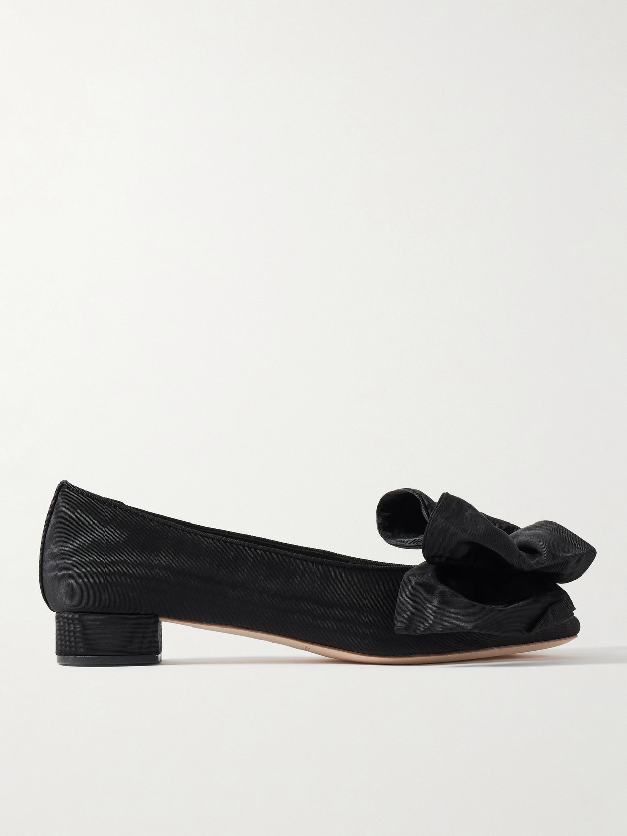 Loeffler Randall Noa Bow-embellished Moire Point-toe Flats In Black