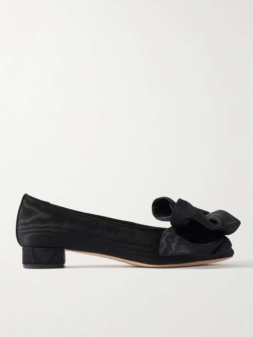 Loeffler Randall Noa Bow-embellished Moire Point-toe Flats