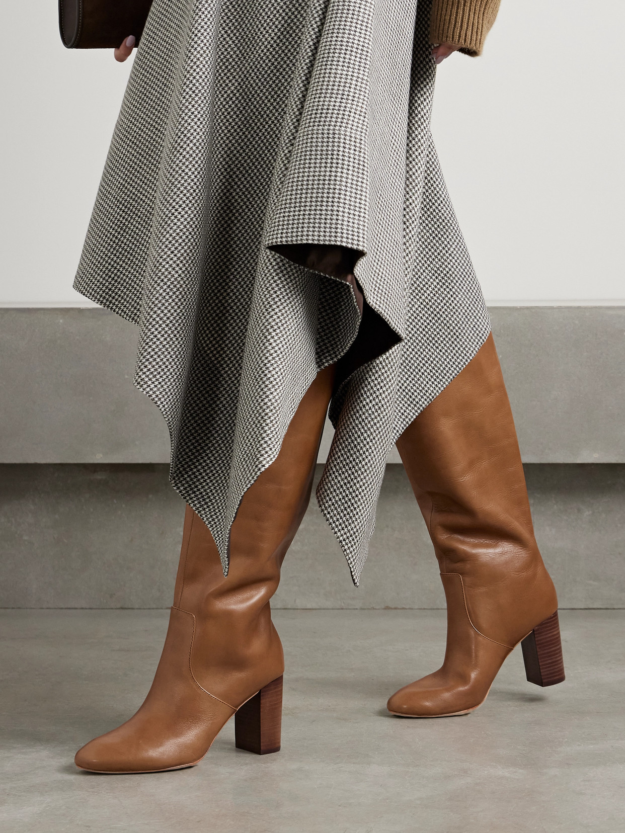 Loeffler Randall Goldy Leather Knee Boots In Brown