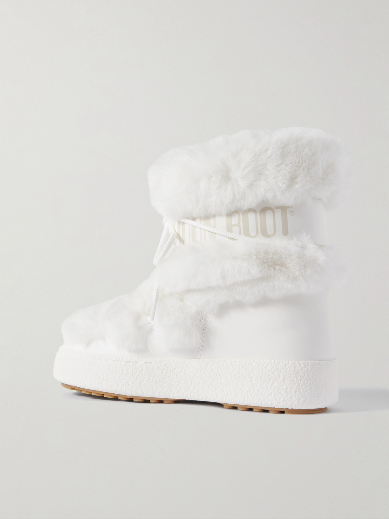 Moon Boot Ltrack Monaco Faux Fur-trimmed Shell And Faux Leather Snow Boots In White