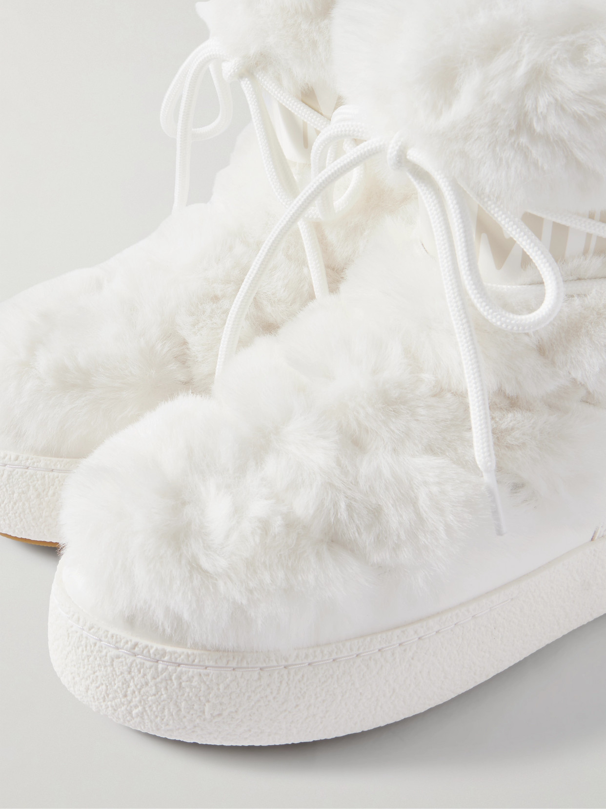 Moon Boot Ltrack Monaco Faux Fur-trimmed Shell And Faux Leather Snow Boots In White
