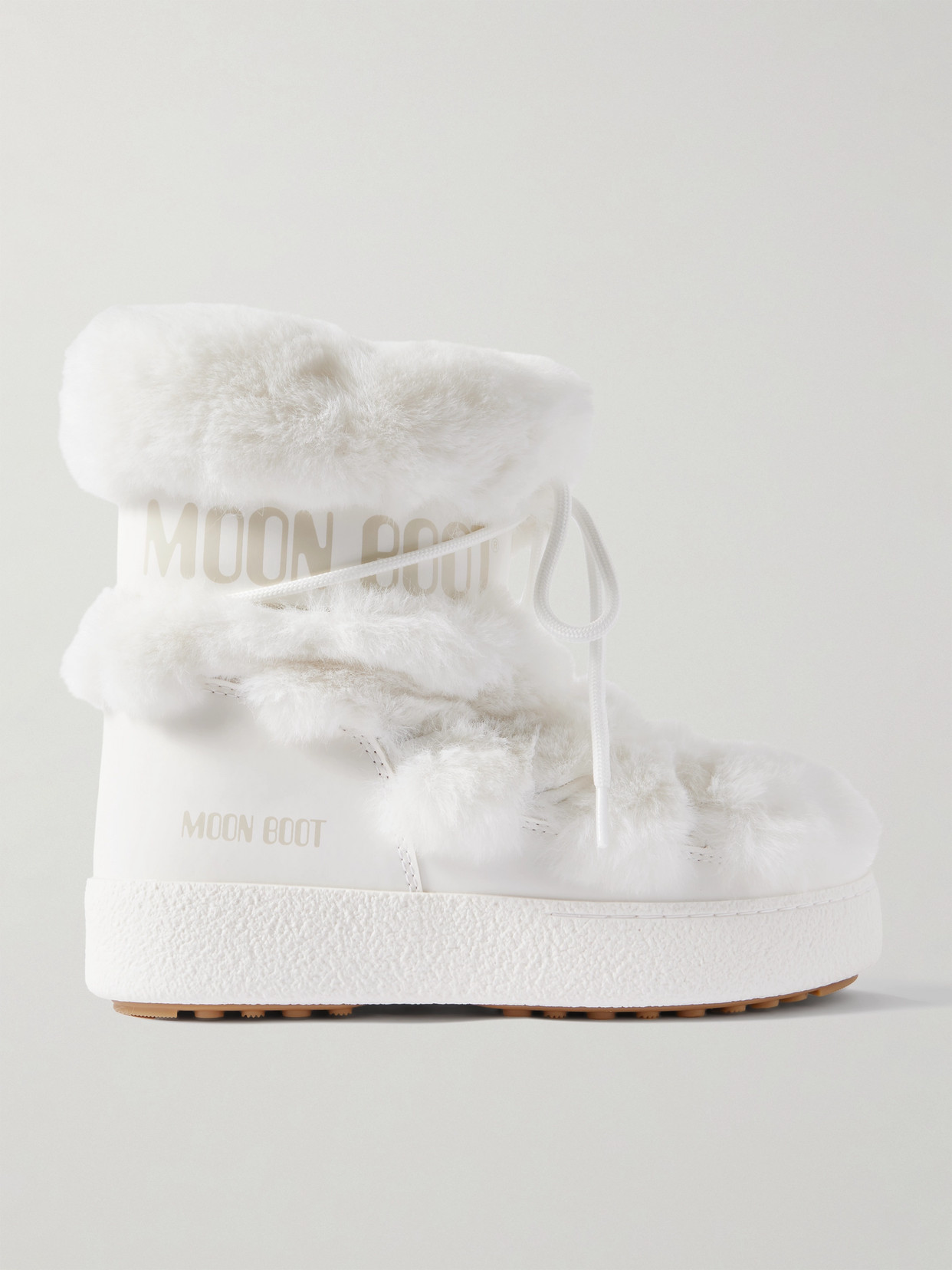 Moon Boot Ltrack Monaco Faux Fur-trimmed Shell And Faux Leather Snow Boots In White