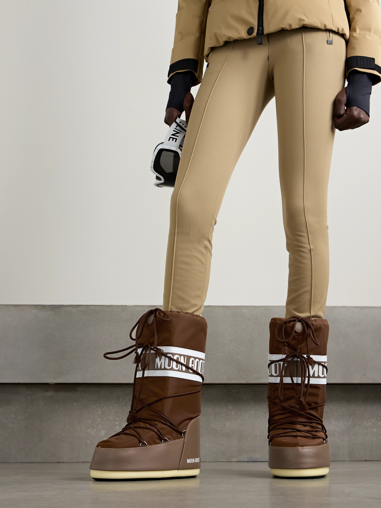 Moon Boot Icon Paneled Shell Snow Boots In Brown