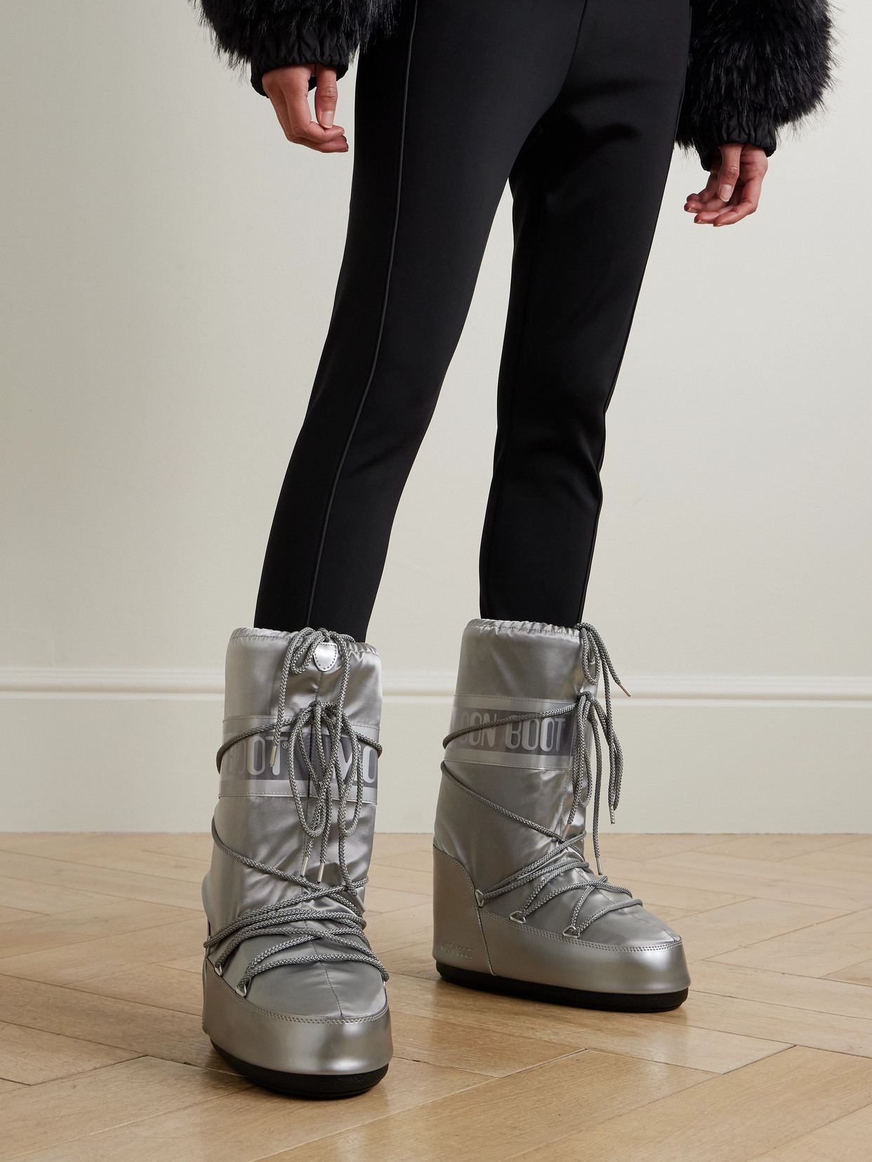 Moon Boot Mb Icon Glance Woman Boot Light Grey Size 8-9.5 Polyamide, Polyester, Pvc - Polyvinyl Chlo In Metallic