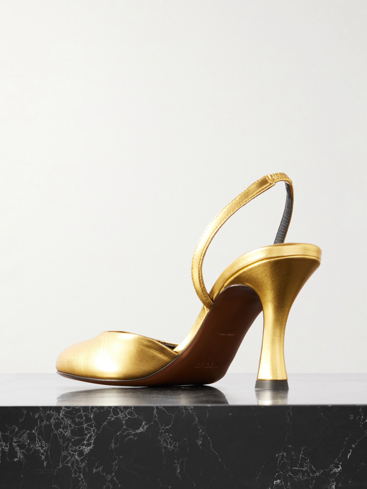 Neous Baten Metallic Leather Slingback Pumps In Gold